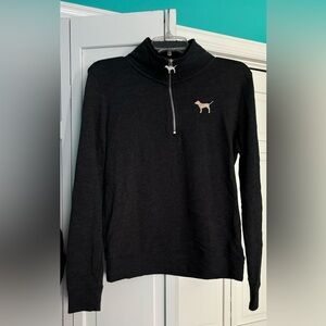 VS PINK women’s gray Sherpa collar quarter zip sweatshirt, size small